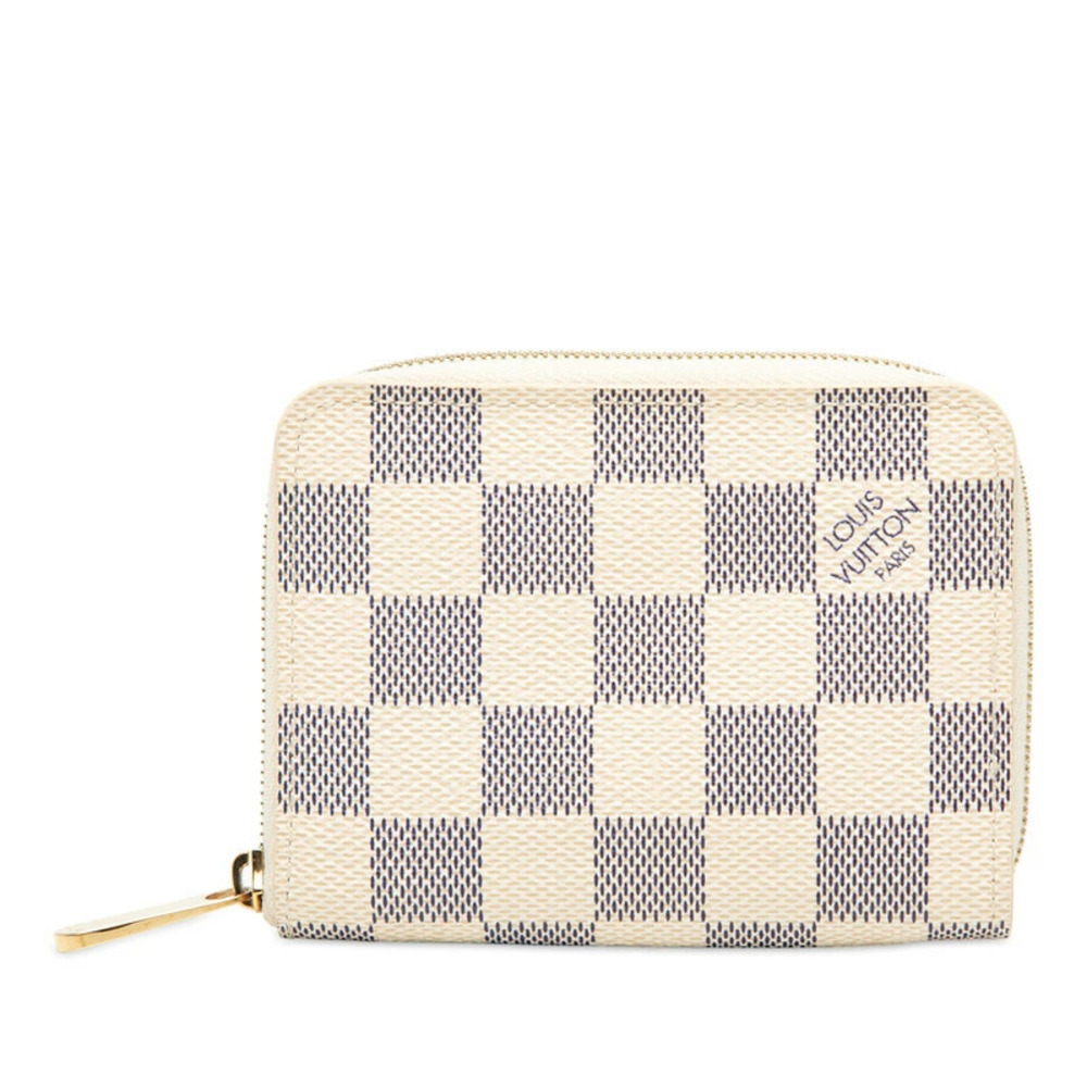 Louis Vuitton Damier Azur White Zippy Coin Purse Case Card White Leather